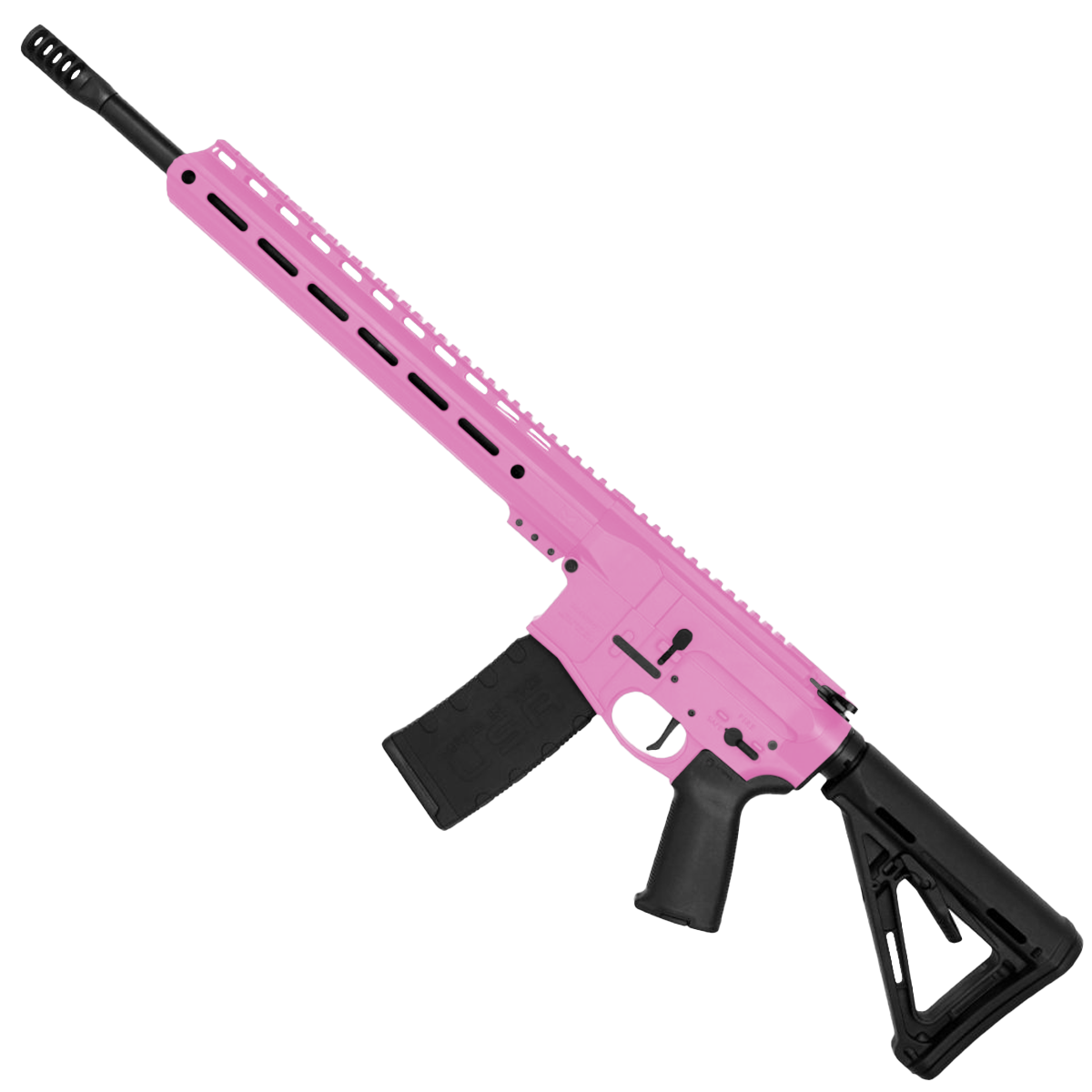AR-15 Semi Auto .300 AAC Blackout Rifle 16" Barrel Slick Side Billet Upper / Lower 13" Custom M-LOK Handguard - Pink