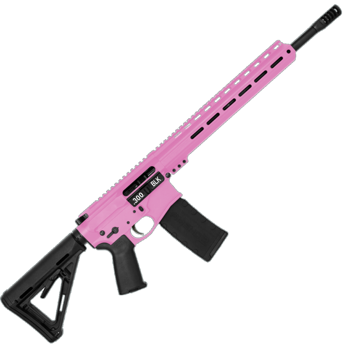 AR-15 Semi Auto .300 AAC Blackout Rifle 16" Barrel Slick Side Billet Upper / Lower 13" Custom M-LOK Handguard - Pink