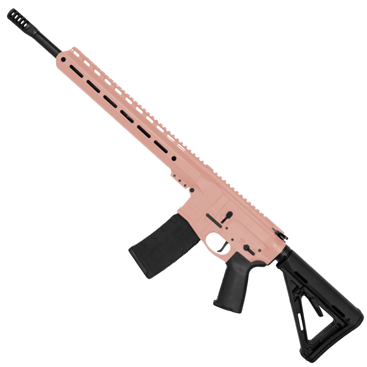 AR-15 Semi Auto .300 AAC Blackout Rifle 16" Barrel Slick Side Billet Upper / Lower 13" Custom M-LOK Handguard - Rose Gold