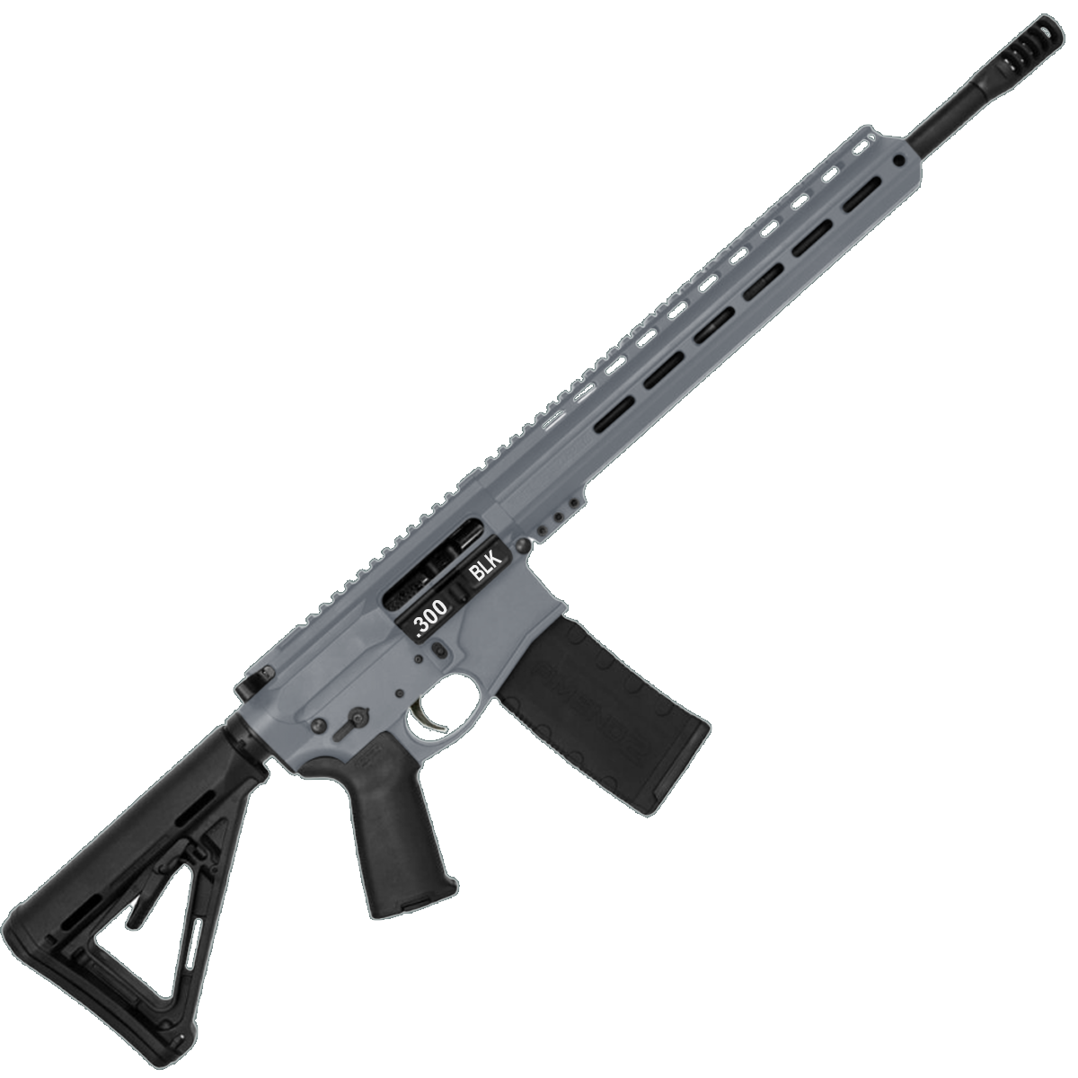 AR-15 Semi Auto .300 AAC Blackout Rifle 16" Barrel Slick Side Billet Upper / Lower 13" Custom M-LOK Handguard - Sniper Grey