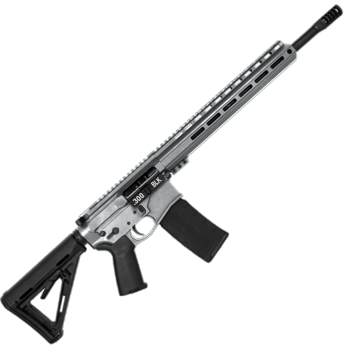 AR-15 Semi Auto .300 AAC Blackout Rifle 16" Barrel Slick Side Billet Upper / Lower 13" Custom M-LOK Handguard - Tungsten Gray