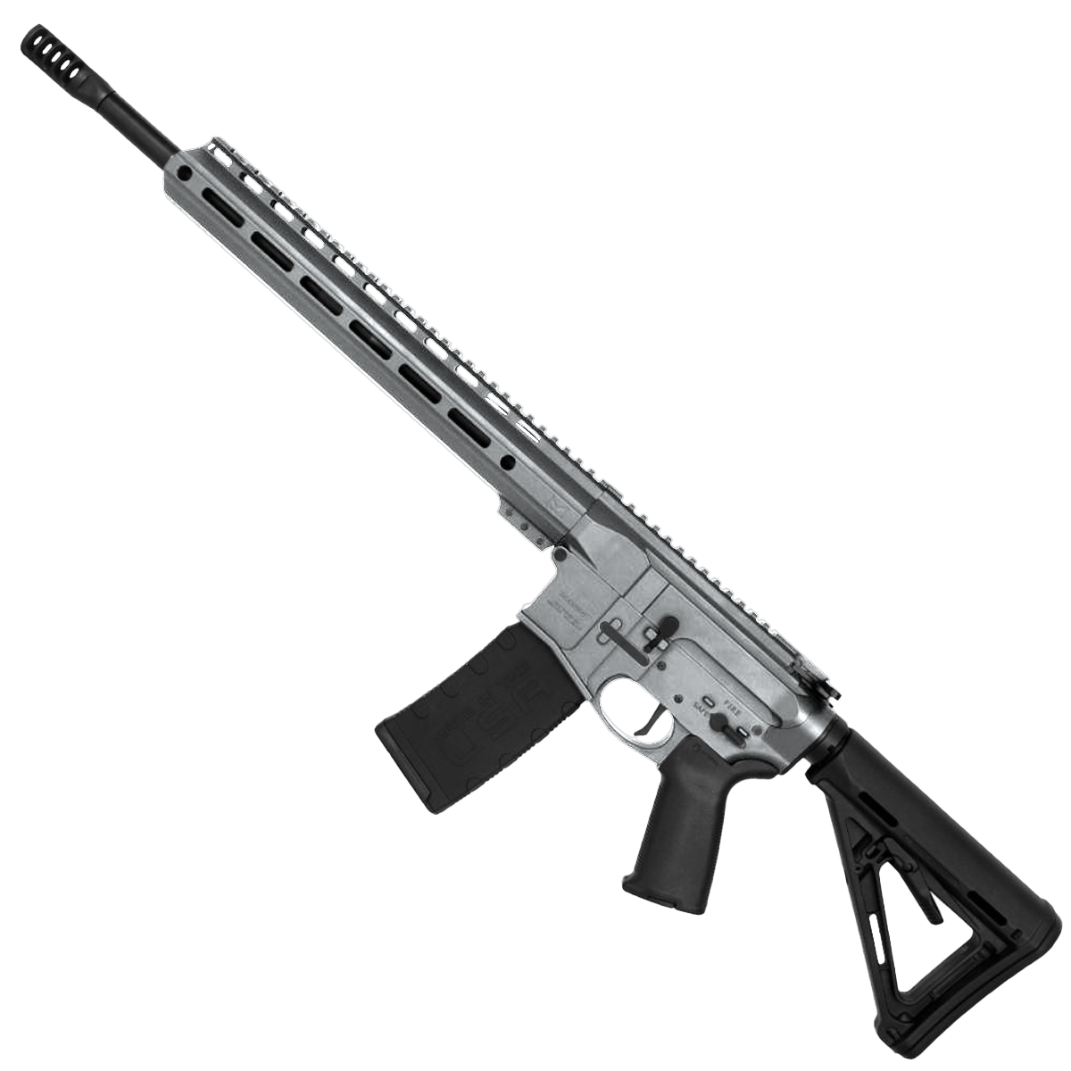 AR-15 Semi Auto .300 AAC Blackout Rifle 16" Barrel Slick Side Billet Upper / Lower 13" Custom M-LOK Handguard - Tungsten Gray