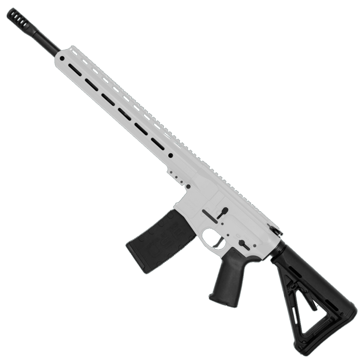 AR-15 Semi Auto .300 AAC Blackout Rifle 16" Barrel Slick Side Billet Upper / Lower 13" Custom M-LOK Handguard - White