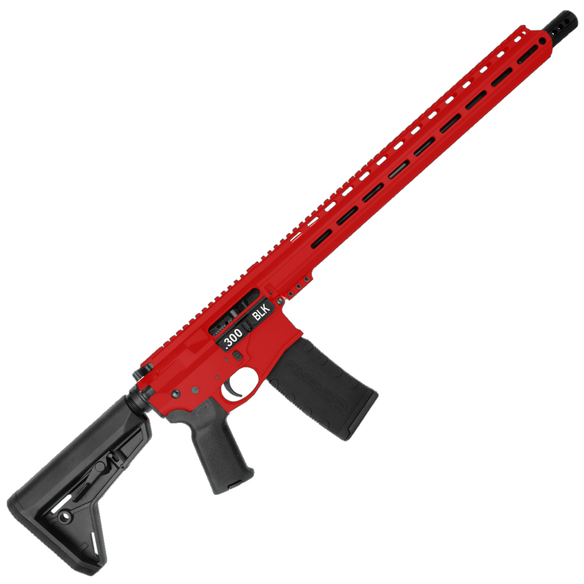 AR-15 Semi Auto .300 AAC Blackout Rifle 16" Barrel Billet Upper / Lower 17" M-LOK Handguard - Red