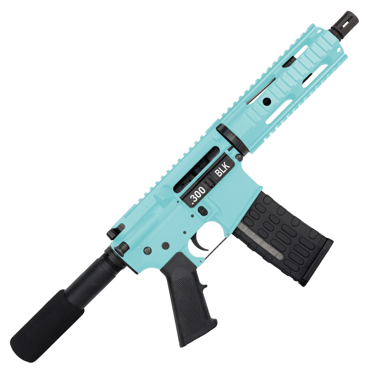 AR-15 Semi Auto .300 Blackout Tactical Pistol 7.5" Barrel 7" Quad Rail- Robins Egg Blue