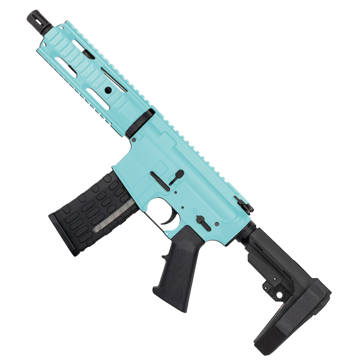 AR-15 Semi Auto .300 Blackout Tactical Pistol 7.5" Barrel 7" Quad Rail- Robins Egg Blue