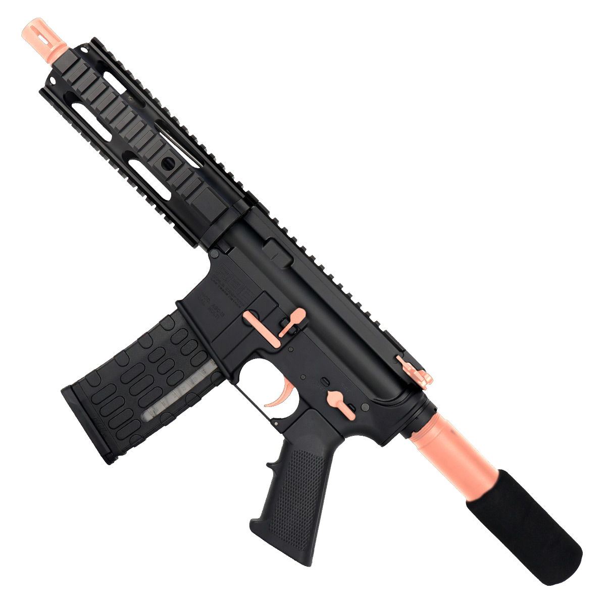 AR-15 Two-Tone Semi Auto .300 Blackout Tactical Pistol 7.5" Barrel 7" Quad Rail - Black and Rose Gold