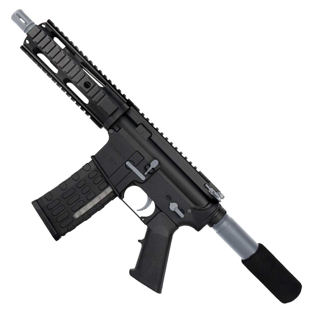 AR-15 Two-Tone Semi Auto .300 Blackout Tactical Pistol 7.5" Barrel 7" Quad Rail - Black and Sniper Gray