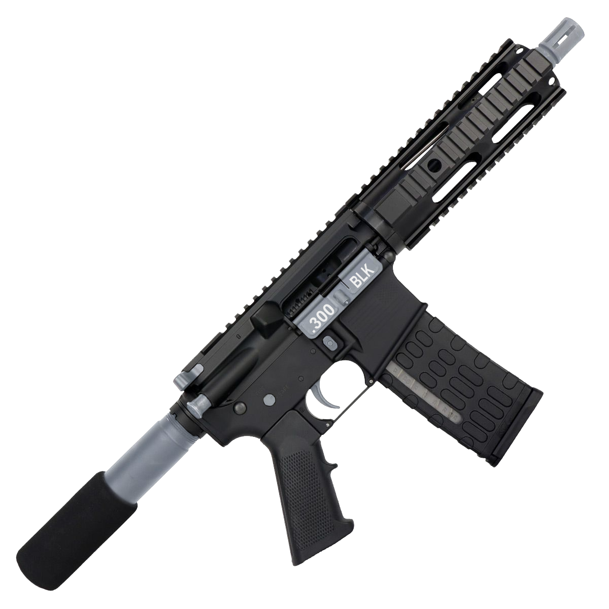 AR-15 Two-Tone Semi Auto .300 Blackout Tactical Pistol 7.5" Barrel 7" Quad Rail - Black and Sniper Gray