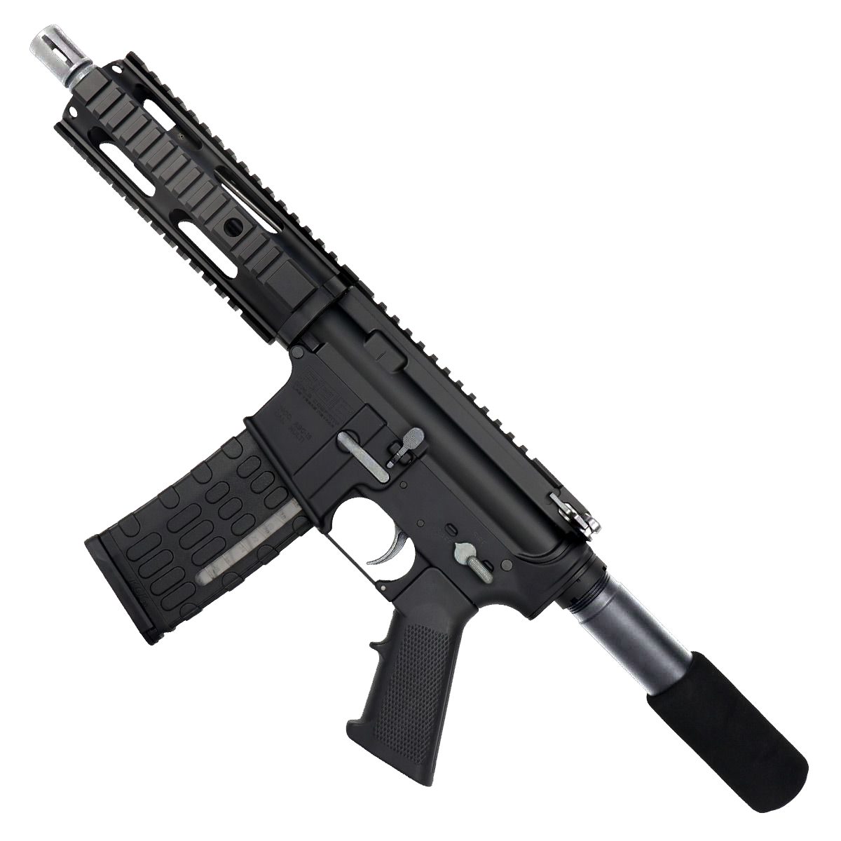 AR-15 Two-Tone Semi Auto .300 Blackout Tactical Pistol 7.5" Barrel 7" Quad Rail - Black and Tungsten Gray