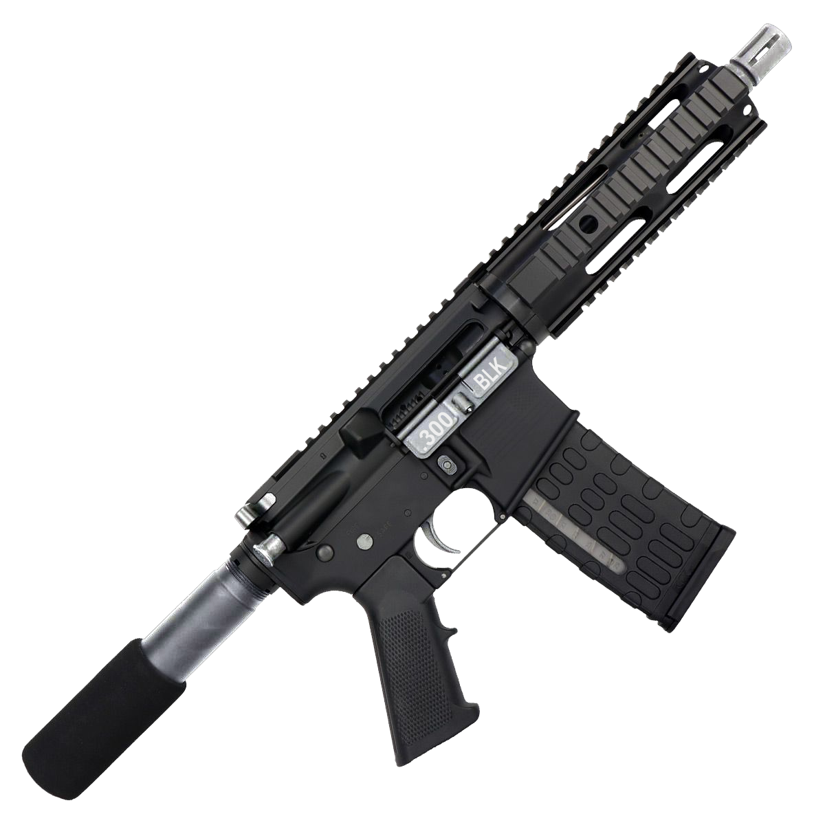 AR-15 Two-Tone Semi Auto .300 Blackout Tactical Pistol 7.5" Barrel 7" Quad Rail - Black and Tungsten Gray