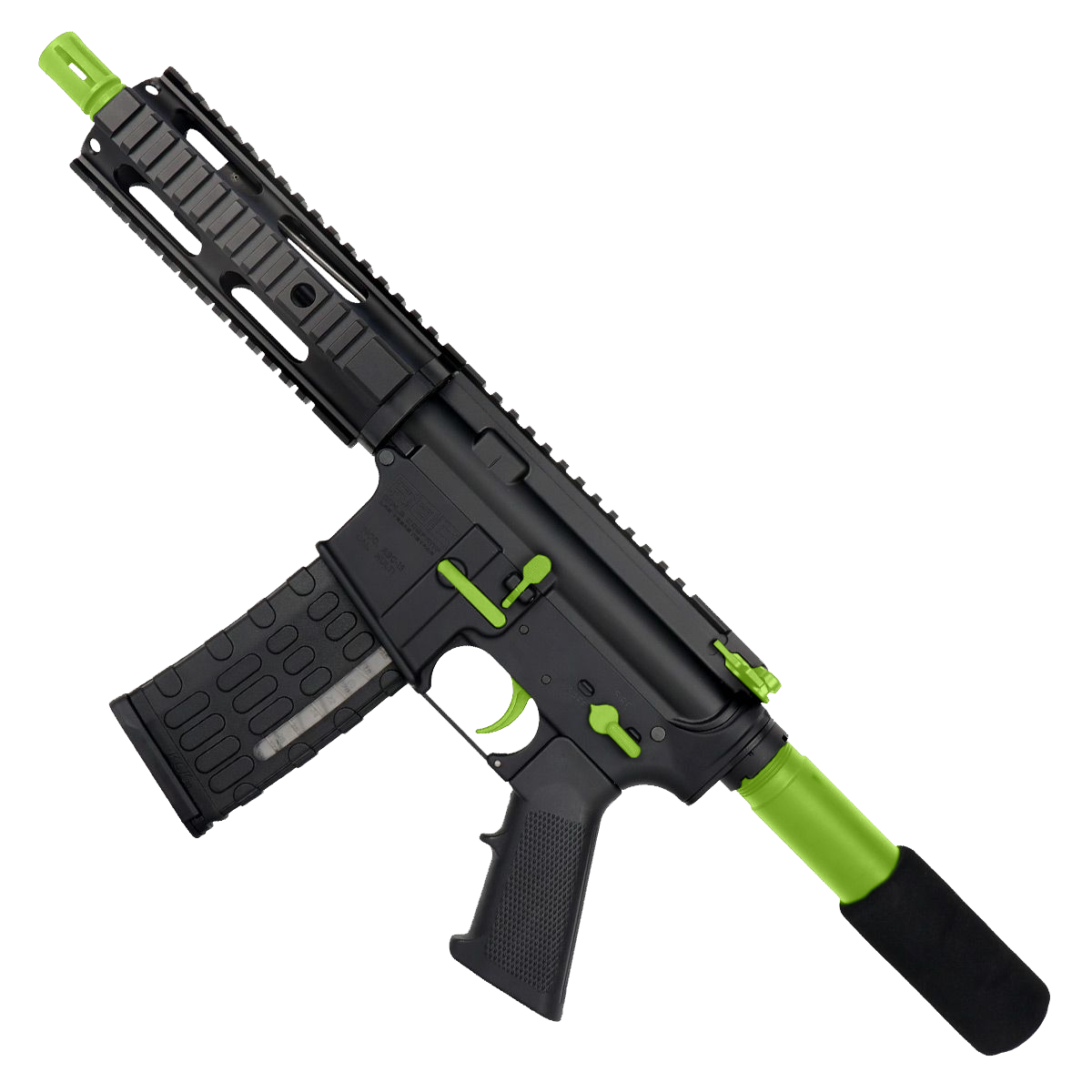 AR-15 Two-Tone Semi Auto .300 Blackout Tactical Pistol 7.5" Barrel 7" Quad Rail - Black and Zombie Green