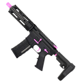 AR-15 Two-Tone Semi Auto .300 Blackout Tactical Pistol 7.5" Barrel 7" Quad Rail - Black and Sig Pink