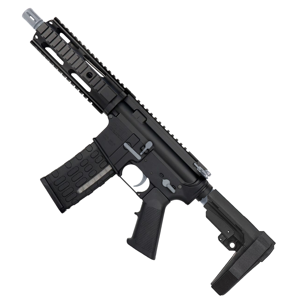 AR-15 Two-Tone Semi Auto .300 Blackout Tactical Pistol 7.5" Barrel 7" Quad Rail - Black and Sniper Gray