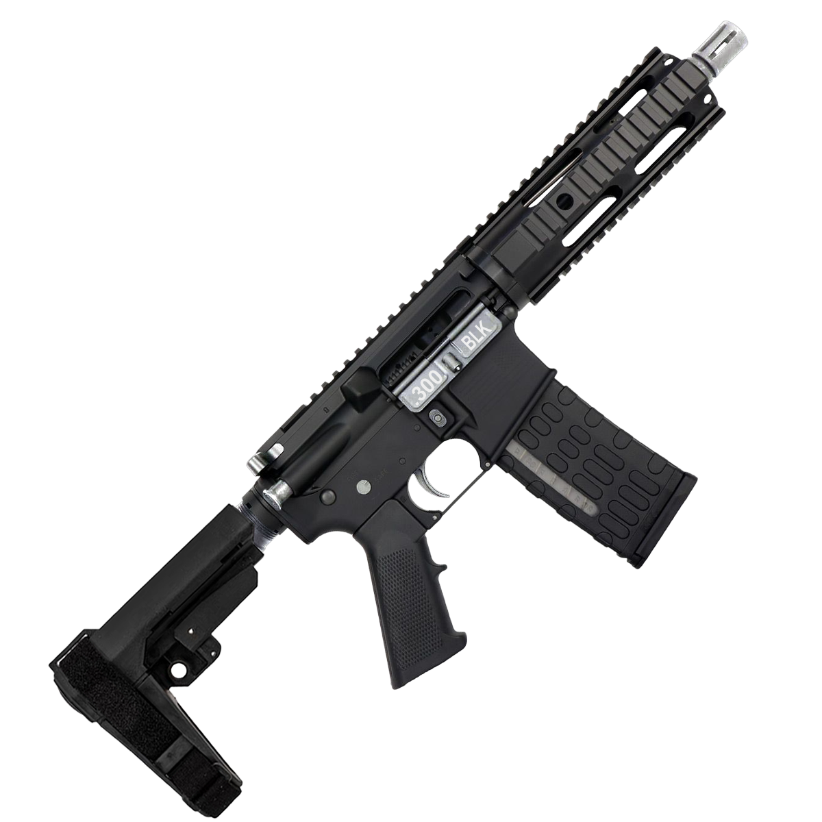 AR-15 Two-Tone Semi Auto .300 Blackout Tactical Pistol 7.5" Barrel 7" Quad Rail - Black and Tungsten Gray