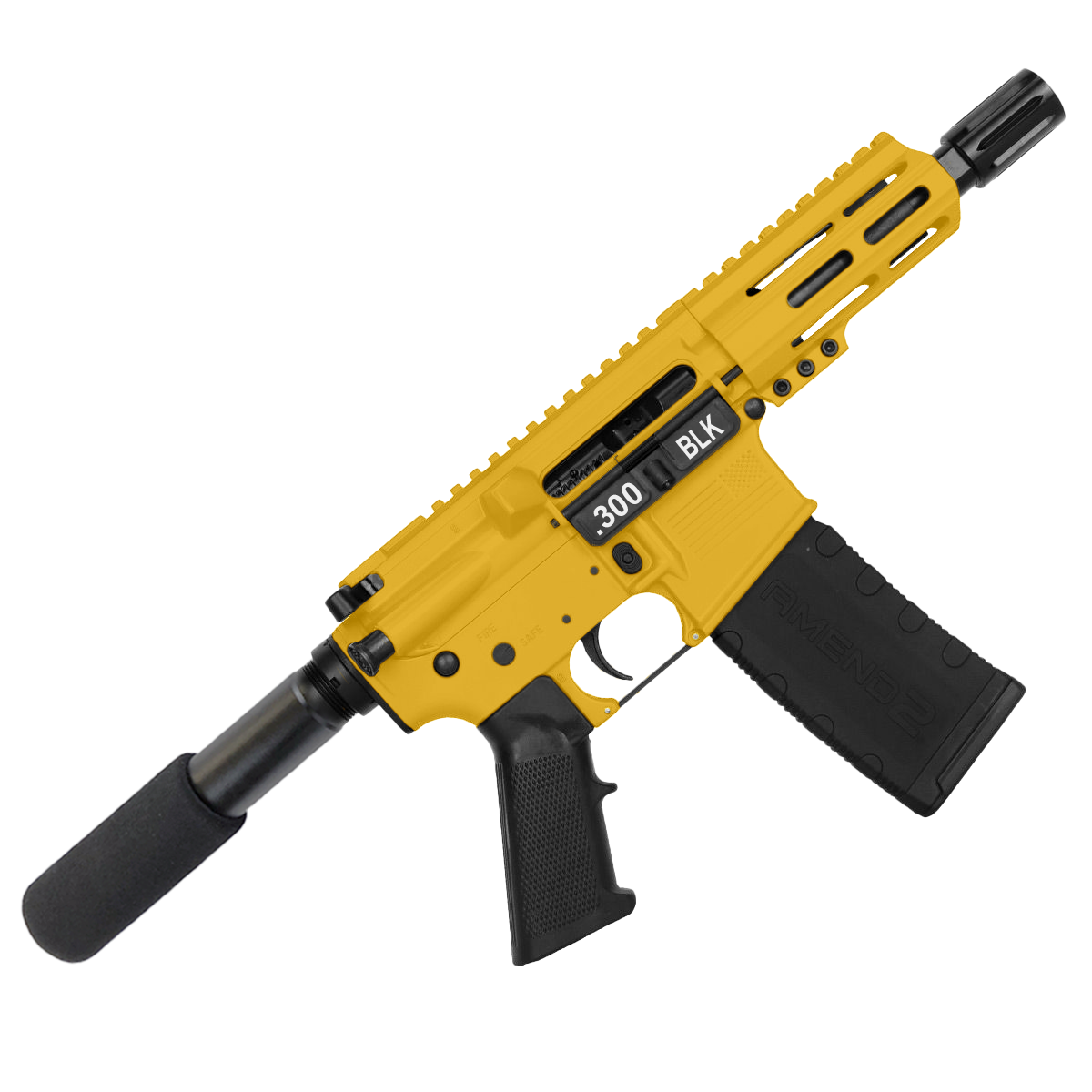 AR15 Micro .300 Blackout Pistol 5" Barrel 4" M-Lok Handguard- Gold