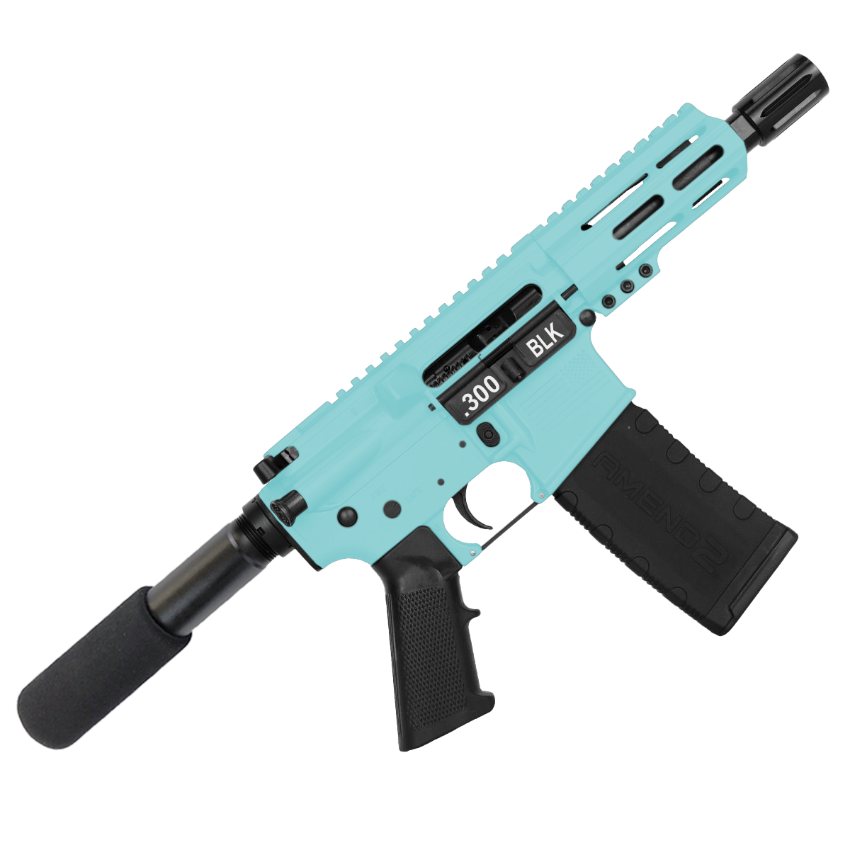 AR15 Micro .300 Blackout Pistol 5" Barrel 4" M-Lok Handguard- Robins Egg Blue
