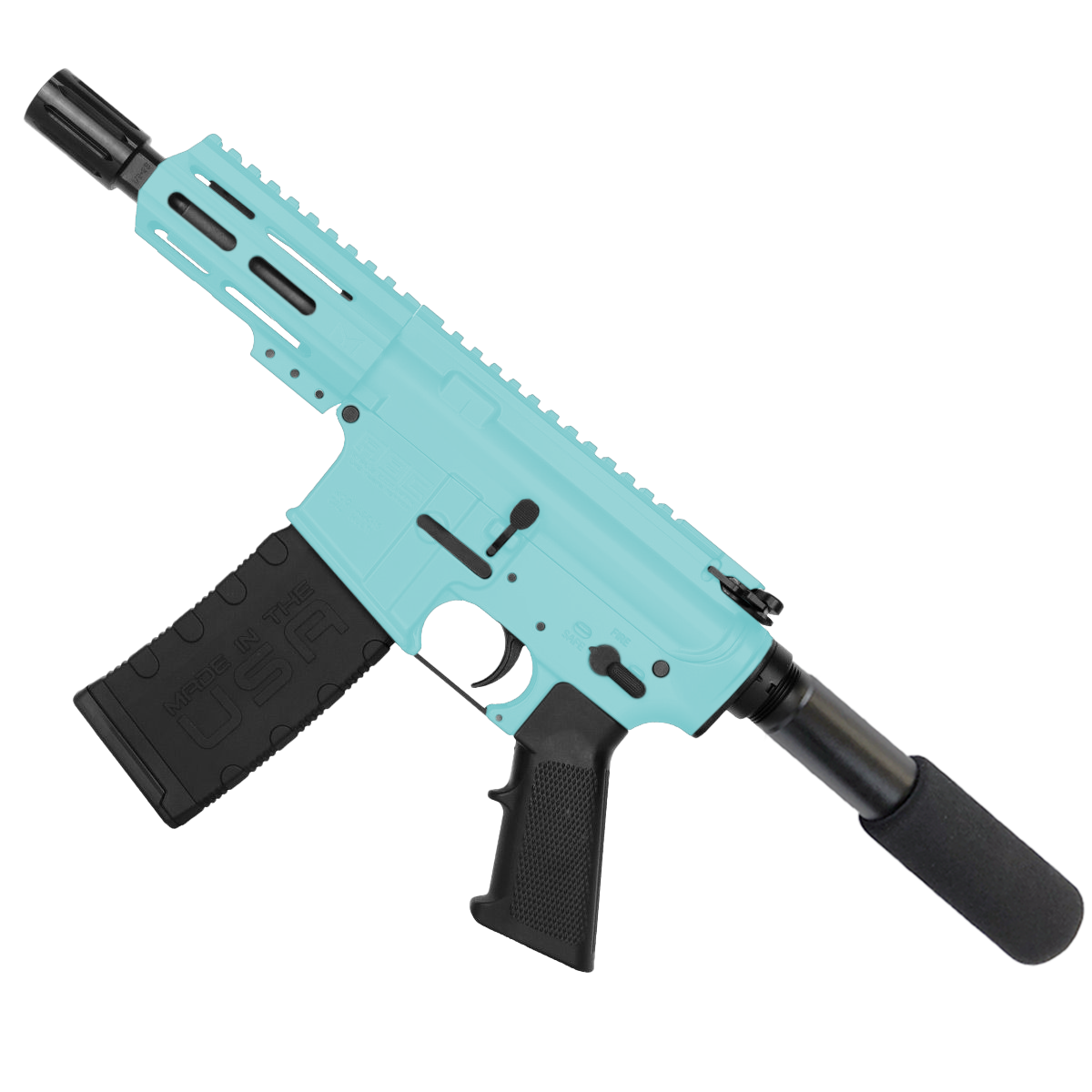 AR15 Micro .300 Blackout Pistol 5" Barrel 4" M-Lok Handguard- Robins Egg Blue