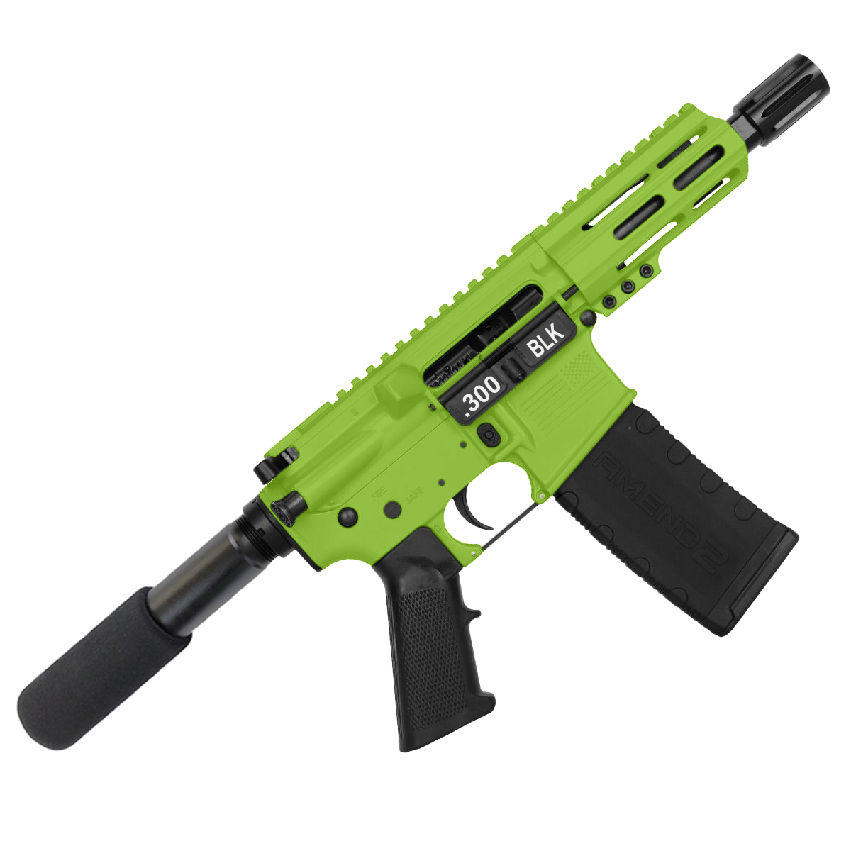 AR15 Micro .300 Blackout Pistol 5" Barrel 4" M-Lok Handguard- Zombie Green