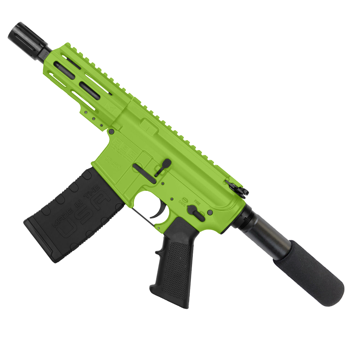 AR15 Micro .300 Blackout Pistol 5" Barrel 4" M-Lok Handguard- Zombie Green