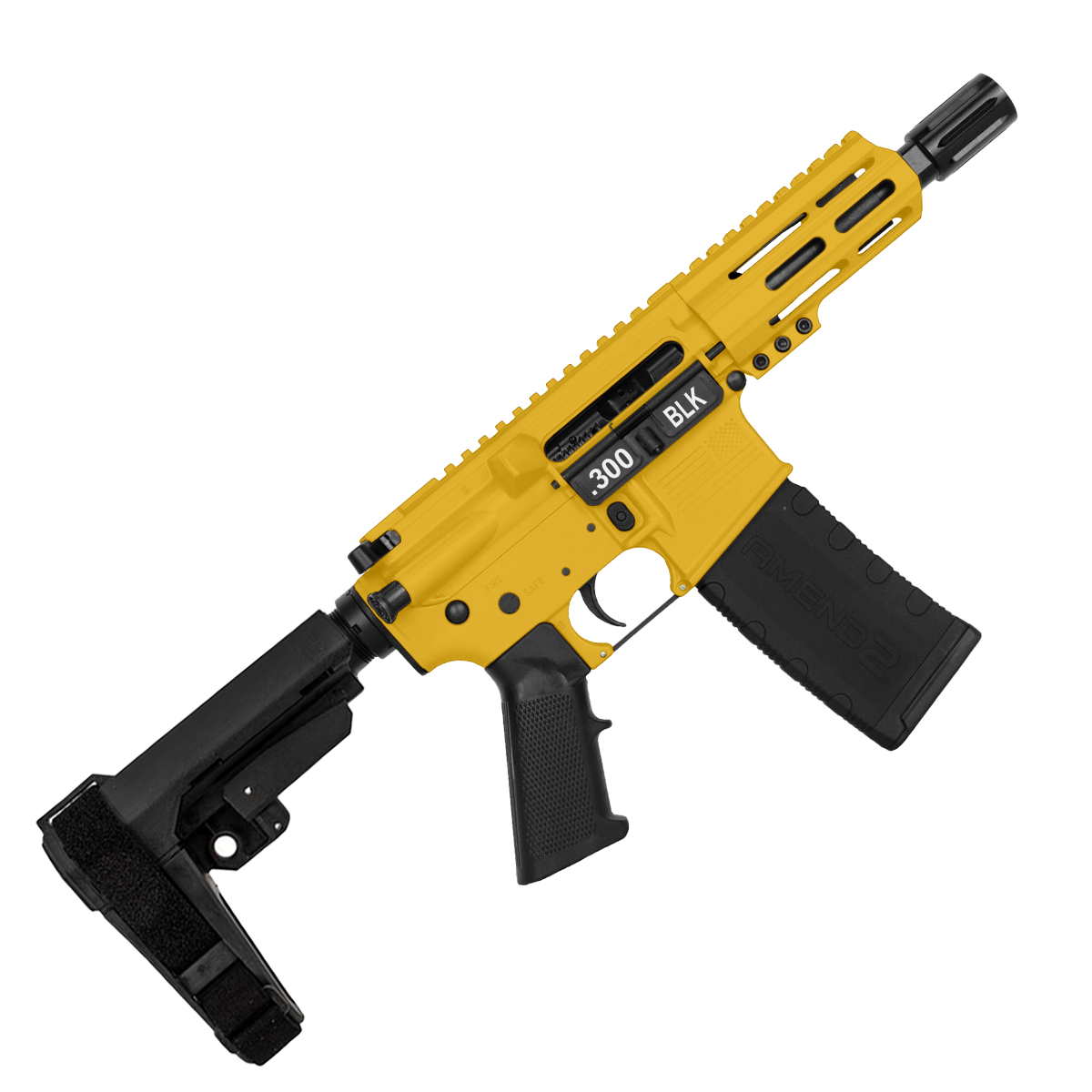 AR15 Micro .300 Blackout Pistol 5" Barrel 4" M-Lok Handguard- Gold