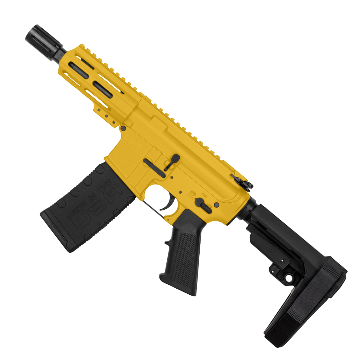 AR15 Micro .300 Blackout Pistol 5" Barrel 4" M-Lok Handguard- Gold