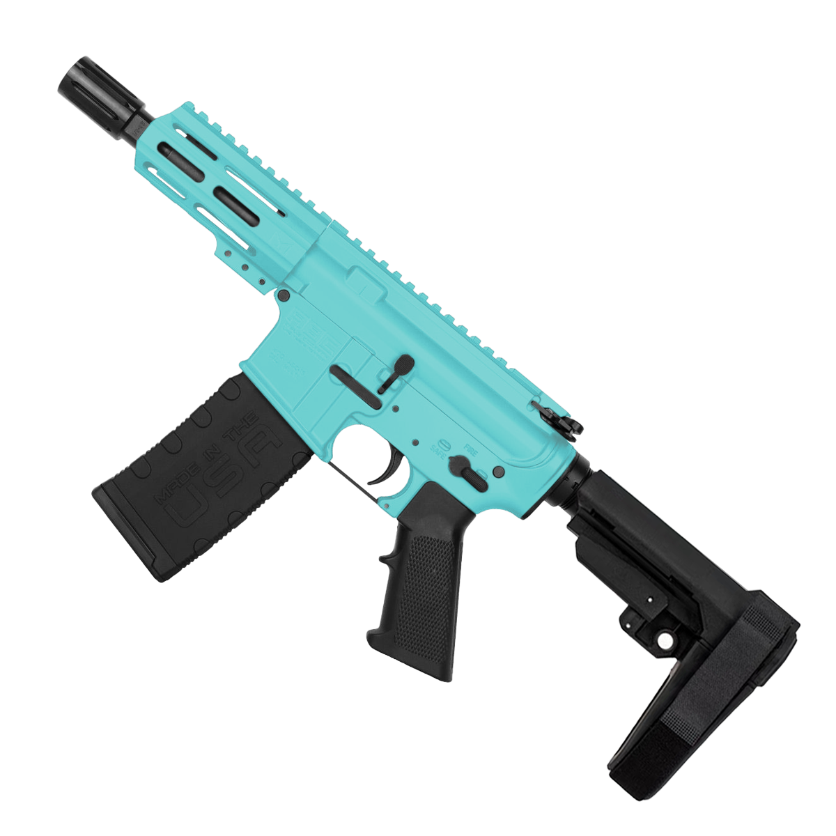 AR15 Micro .300 Blackout Pistol 5" Barrel 4" M-Lok Handguard- Robins Egg Blue