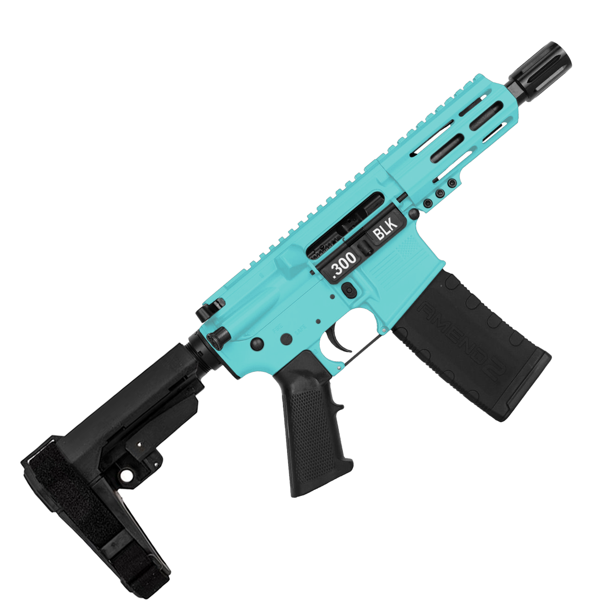 AR15 Micro .300 Blackout Pistol 5" Barrel 4" M-Lok Handguard- Robins Egg Blue