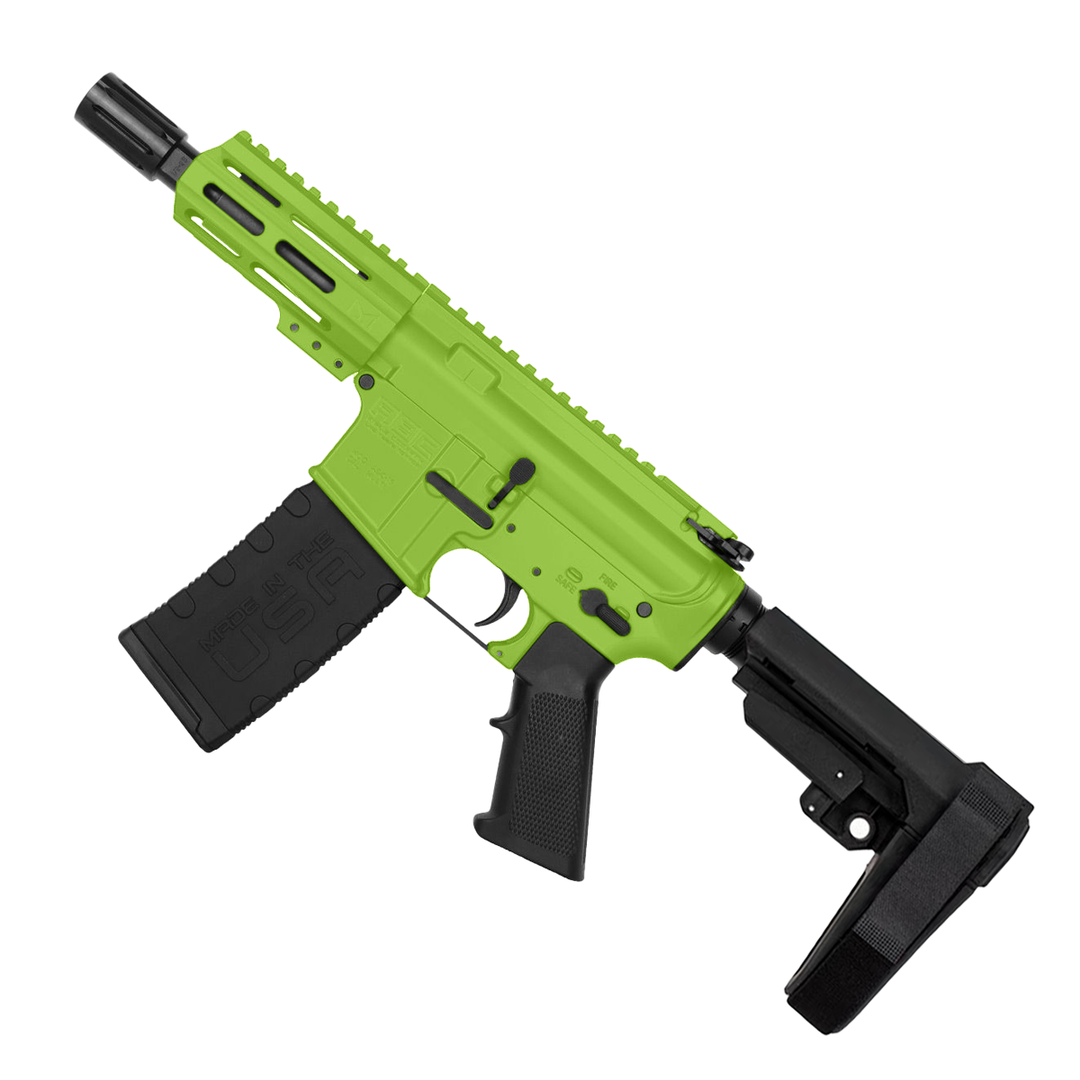 AR15 Micro .300 Blackout Pistol 5" Barrel 4" M-Lok Handguard- Zombie Green
