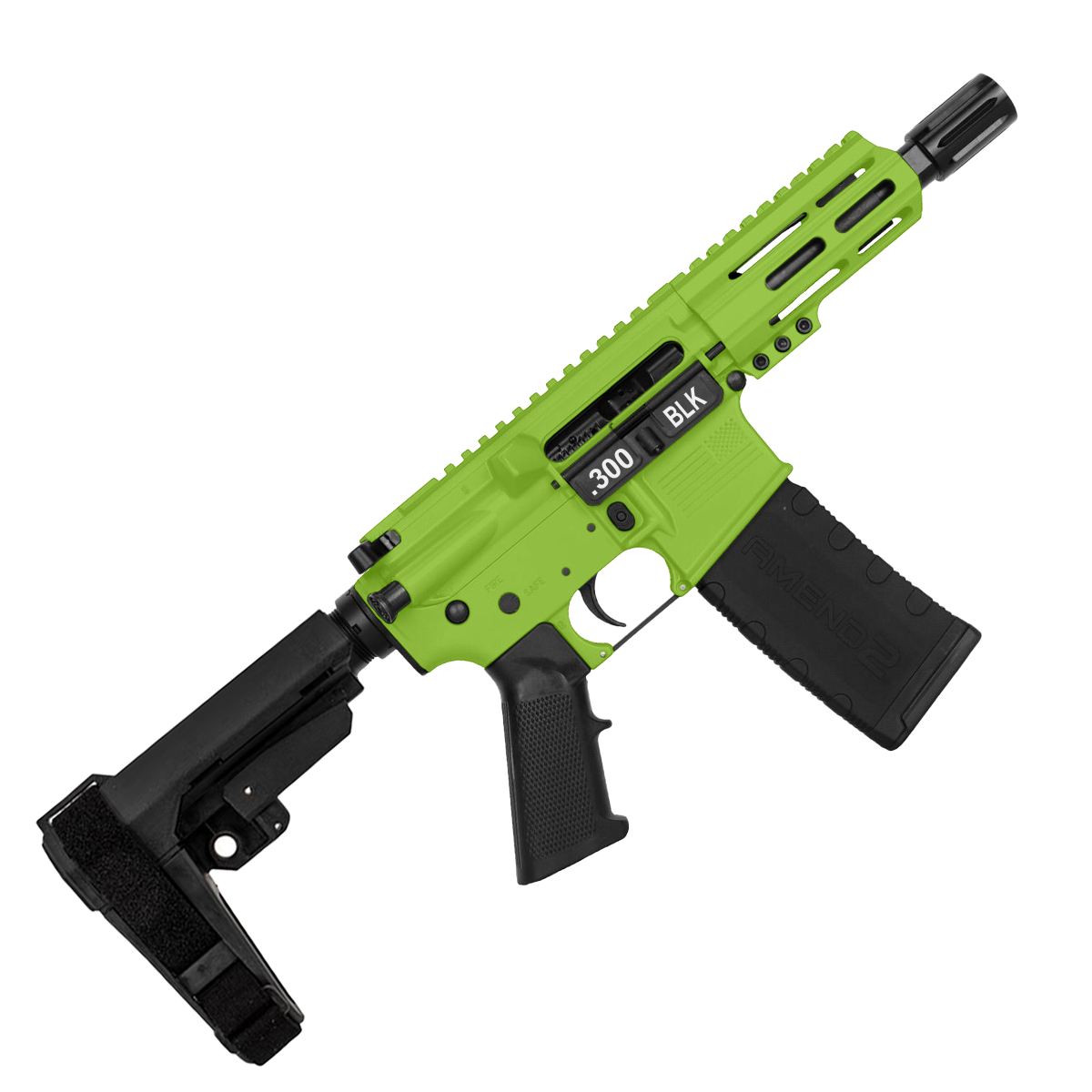 AR15 Micro .300 Blackout Pistol 5" Barrel 4" M-Lok Handguard- Zombie Green