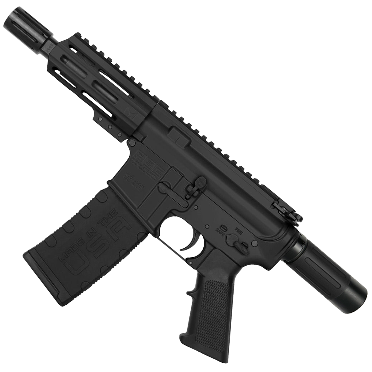 AR15 Micro .300 Blackout Pistol 5" Barrel 4" M-Lok Handguard w/ Micro Buffer Tube - Anodized Black