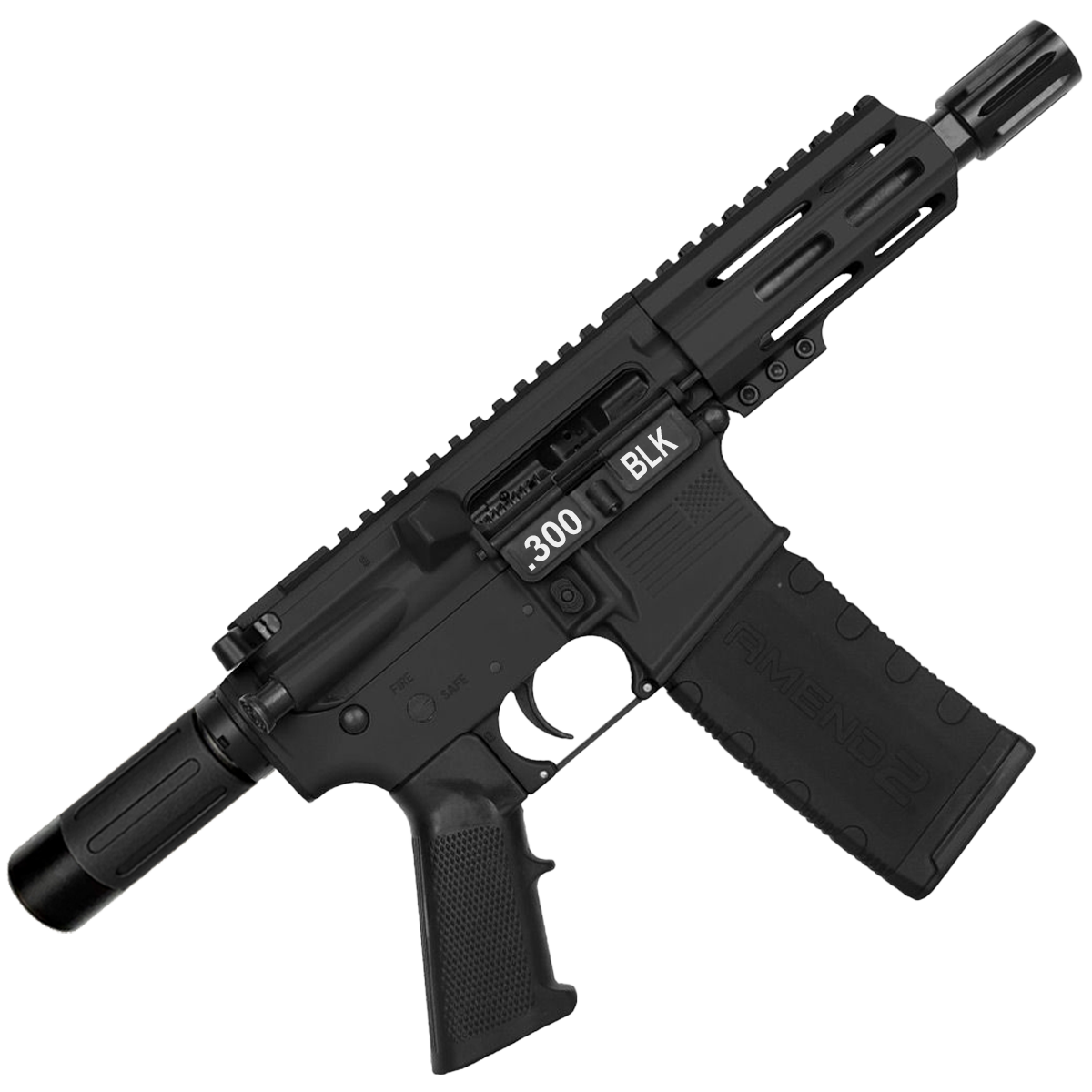 AR15 Micro .300 Blackout Pistol 5" Barrel 4" M-Lok Handguard w/ Micro Buffer Tube - Anodized Black