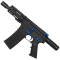 AR15 Two-Tone Micro .300 Blackout Pistol 5" Barrel 4" M-Lok Handguard w/ Micro Buffer Tube - Black and Flame Blue