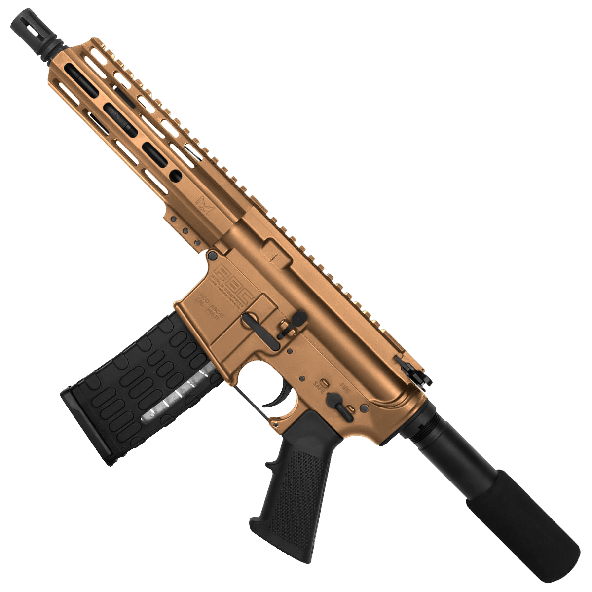 AR-15 Semi Auto .300 AAC Blackout Pistol 7.5" Barrel 7" Custom MLOK Handguard Burnt Bronze