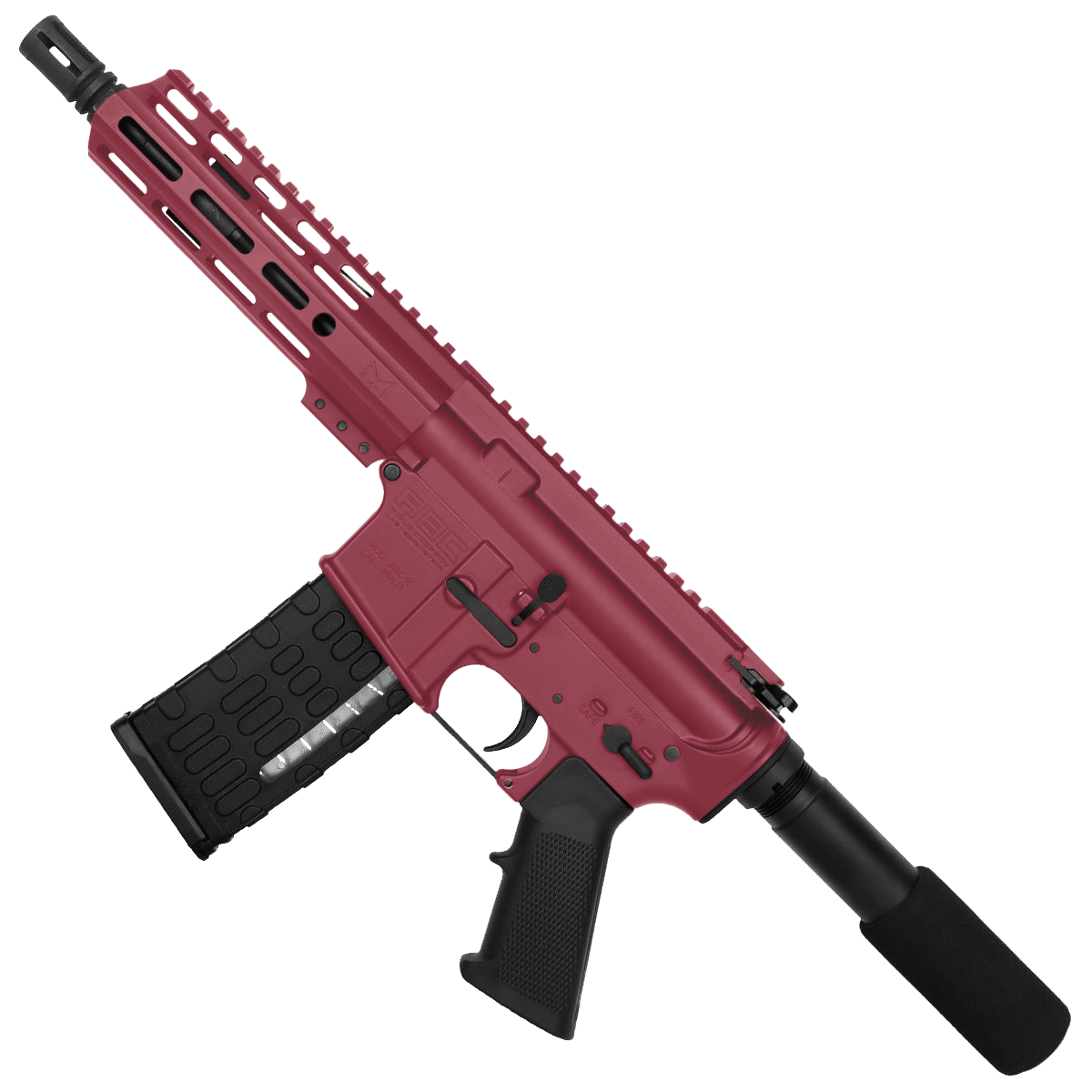 AR-15 Semi Auto .300 AAC Blackout Pistol 7.5" Barrel 7" Custom MLOK Handguard Cranberry Frost