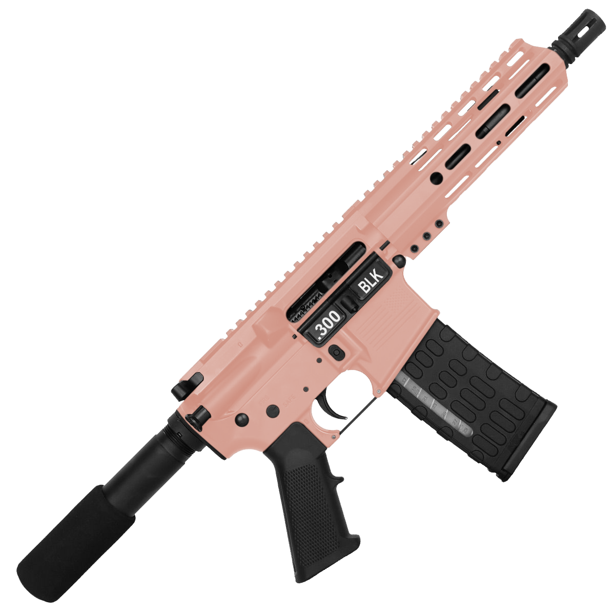 AR-15 Semi Auto .300 AAC Blackout Pistol 7.5" Barrel 7" Custom MLOK Handguard - Rose Gold