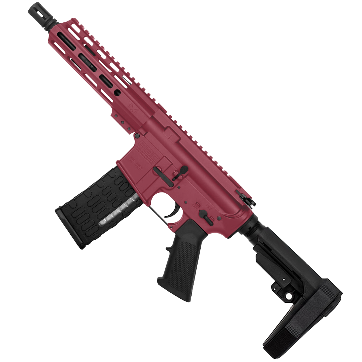 AR-15 Semi Auto .300 AAC Blackout Pistol 7.5" Barrel 7" Custom MLOK Handguard Cranberry Frost