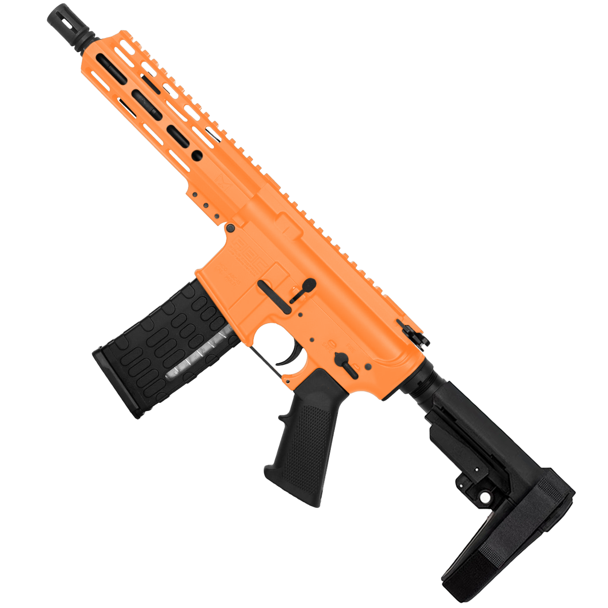 AR-15 Semi Auto .300 AAC Blackout Pistol 7.5" Barrel 7" Custom MLOK Handguard Tequila Sunrise Orange
