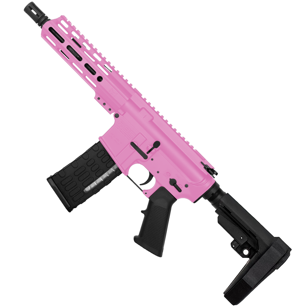 AR-15 Semi Auto .300 AAC Blackout Pistol 7.5" Barrel 7" Custom MLOK Handguard - Sig Pink