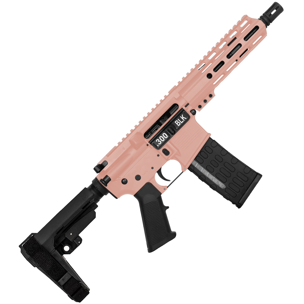 AR-15 Semi Auto .300 AAC Blackout Pistol 7.5" Barrel 7" Custom MLOK Handguard - Rose Gold