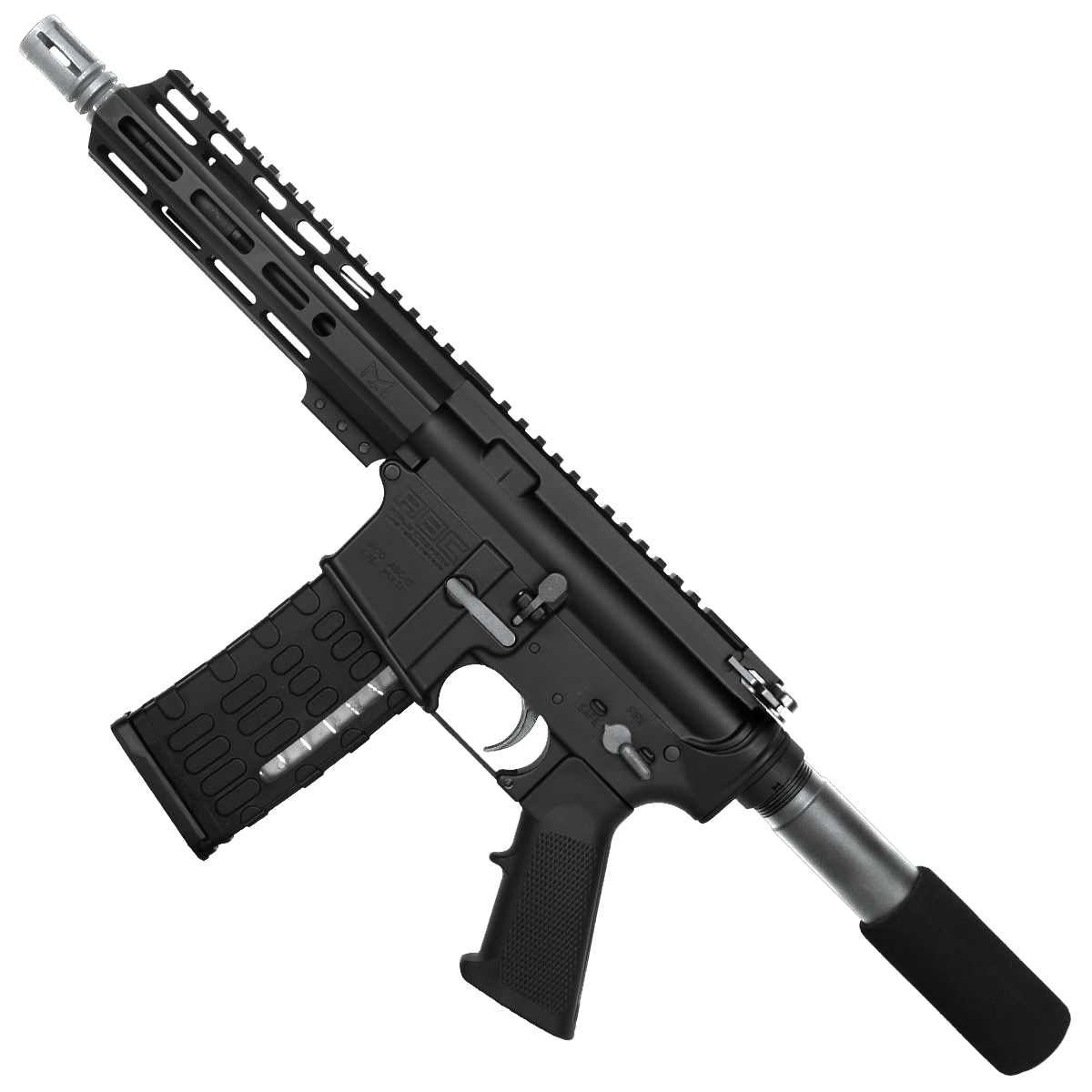 AR-15 Two-Tone Semi Auto .300 AAC Blackout Pistol 7.5" Barrel 7" Custom MLOK Handguard - Black and Tungstens