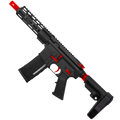 AR-15 Two-Tone Semi Auto .300 AAC Blackout Pistol 7.5" Barrel 7" Custom MLOK Handguard - Black and Red
