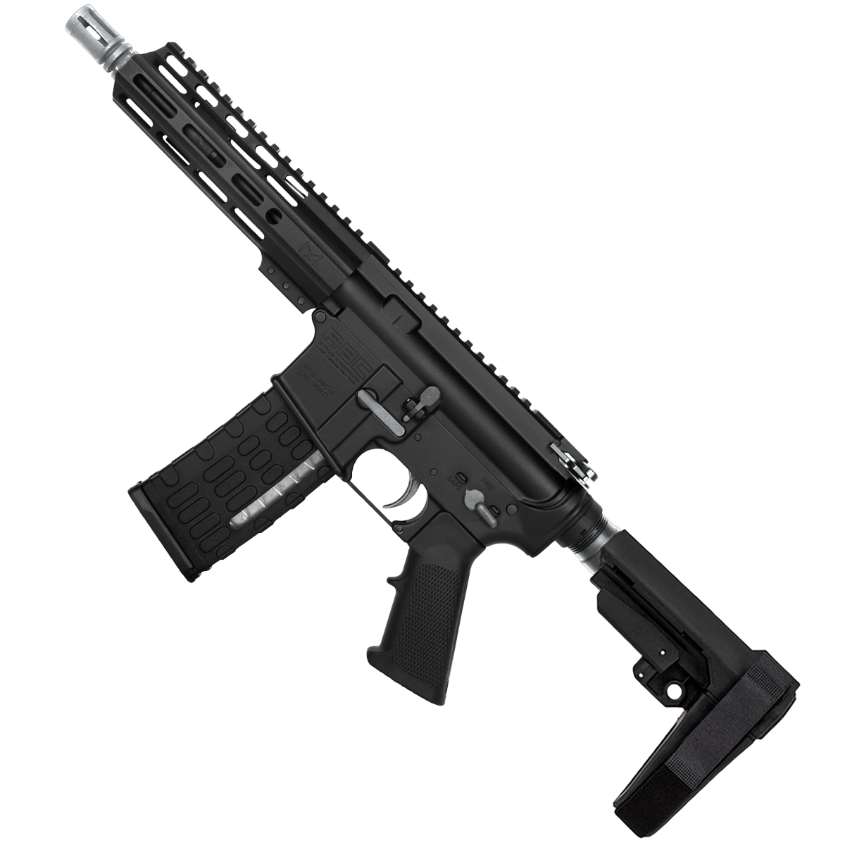 AR-15 Two-Tone Semi Auto .300 AAC Blackout Pistol 7.5" Barrel 7" Custom MLOK Handguard - Black and Tungstens