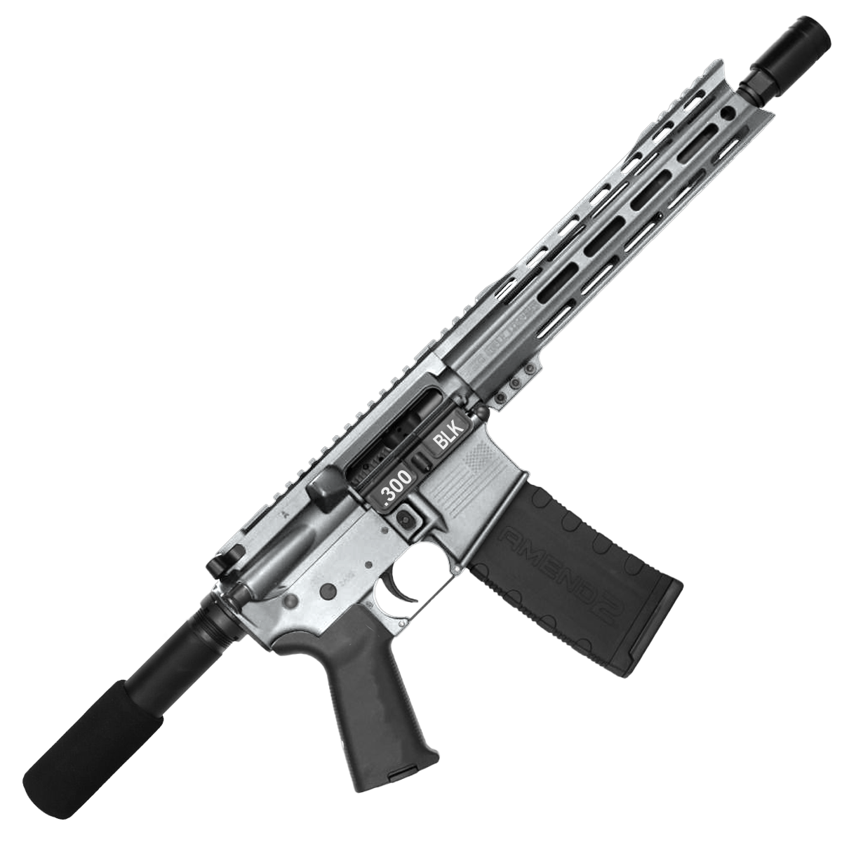 AR-15 Semi Auto 300 Blackout Pistol 10.5" Barrel Custom MLOK Handguard-Tungsten