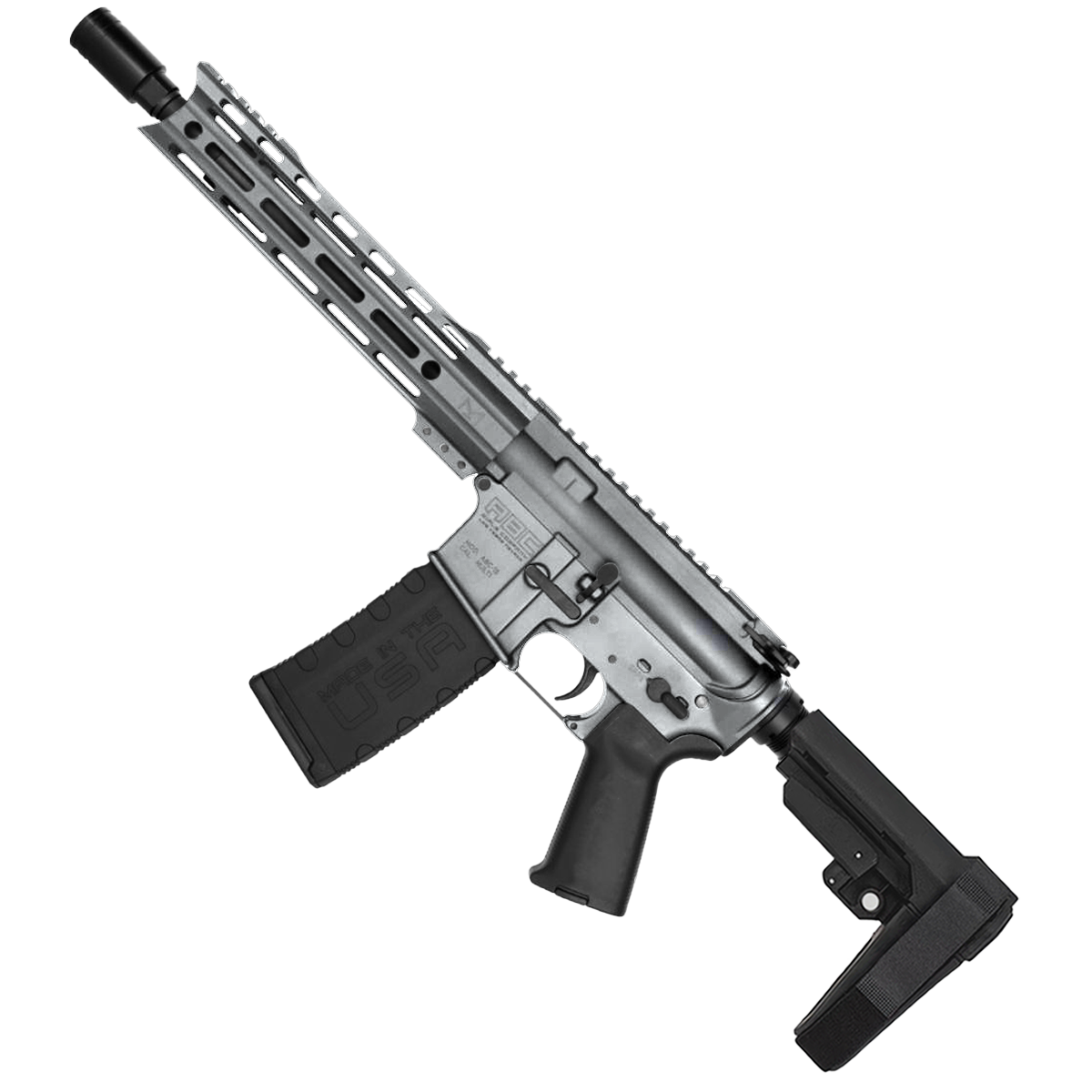 AR-15 Semi Auto 300 Blackout Pistol 10.5" Barrel Custom MLOK Handguard-Tungsten