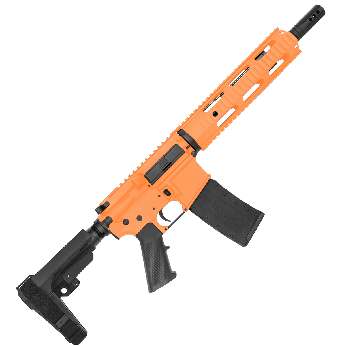 AR-15 Semi Auto .300 Blackout Pistol 10.5" Barrel Quad Rail Handguard- Tequila Sunrise Orange