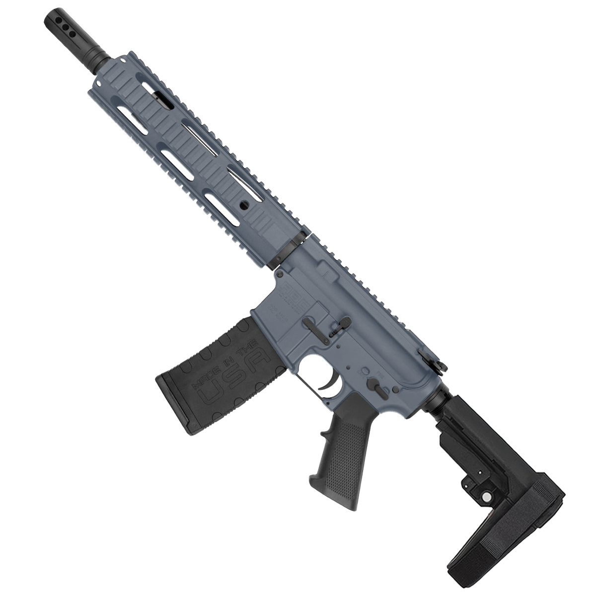 AR-15 Semi Auto .300 Blackout Pistol 10.5" Barrel Quad Rail Handguard- Sniper Gray