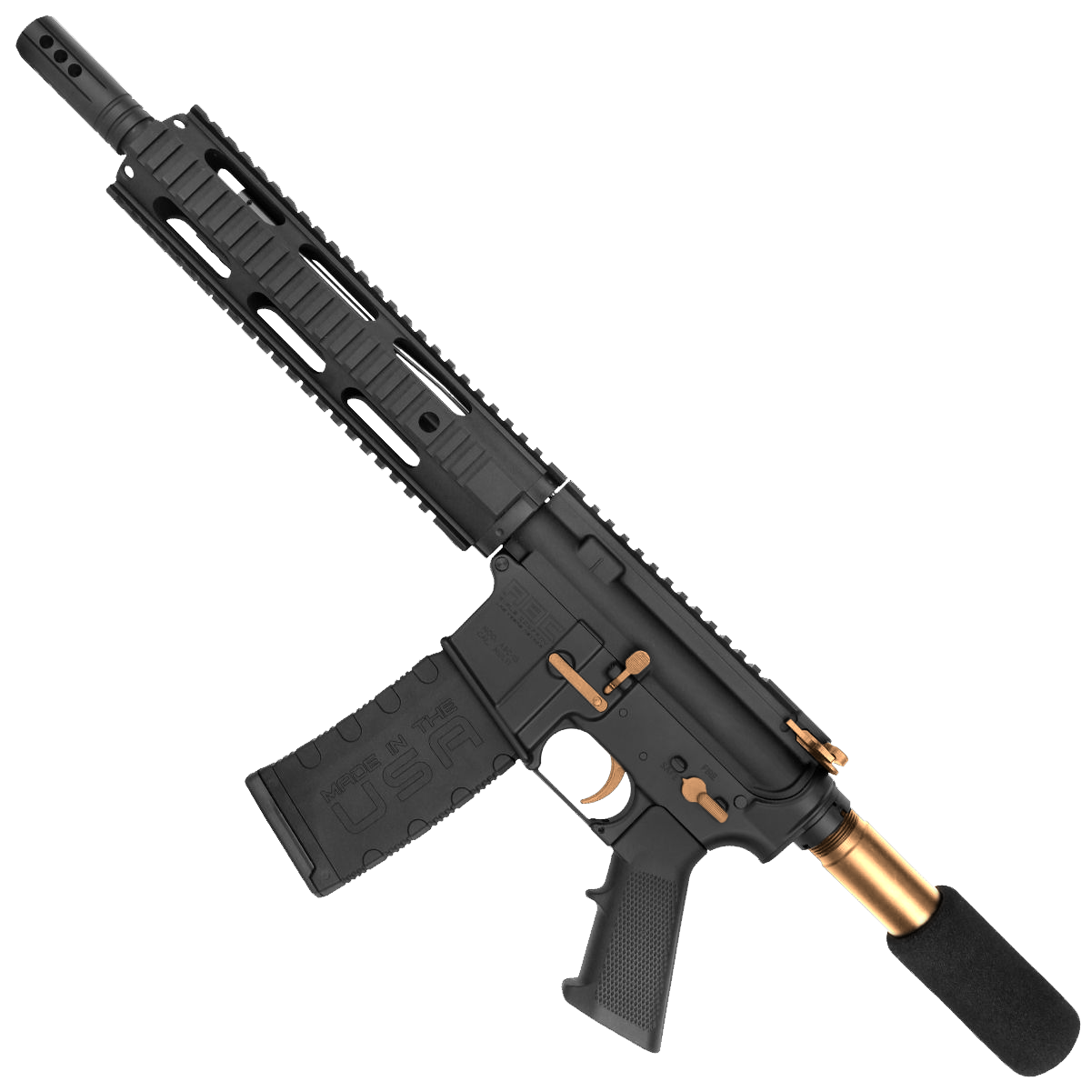 AR-15 Two-Tone Semi Auto .300 Blackout Pistol 10.5" Barrel Quad Rail Handguard - Black and Burnt Bronze