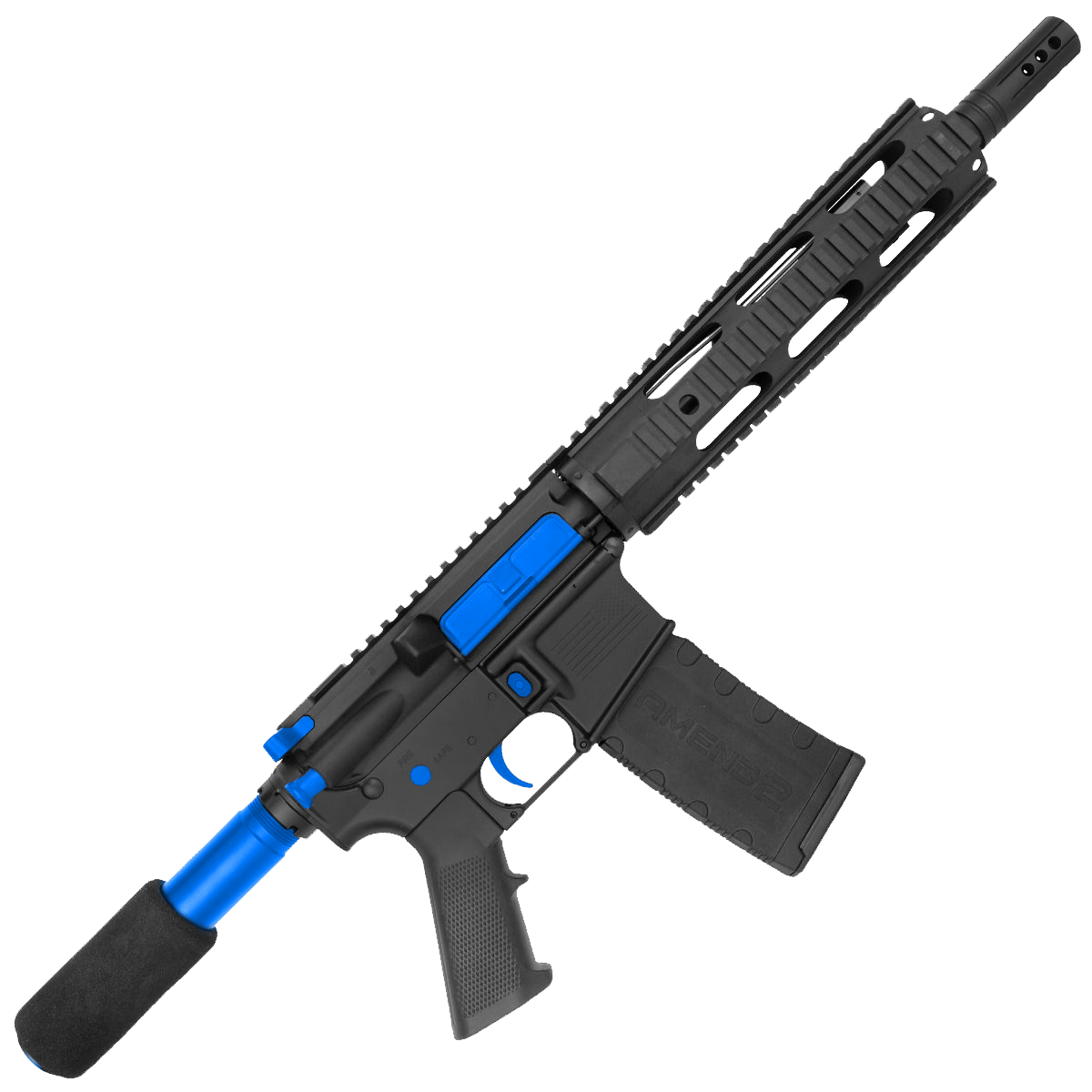 AR-15 Two-Tone Semi Auto .300 Blackout Pistol 10.5" Barrel Quad Rail Handguard - Black and Flame Blue