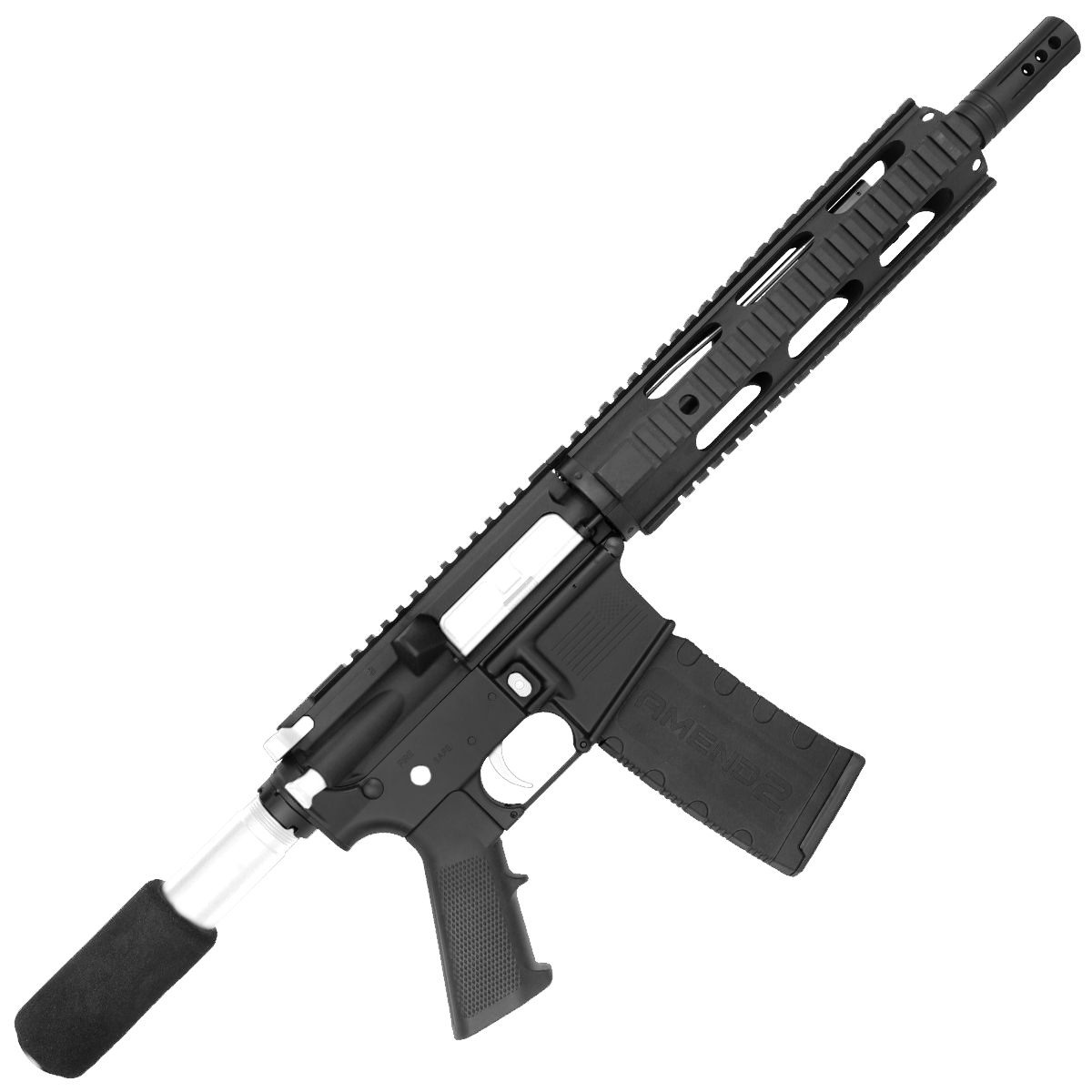 AR-15 Two-Tone Semi Auto .300 Blackout Pistol 10.5" Barrel Quad Rail Handguard - Black and White